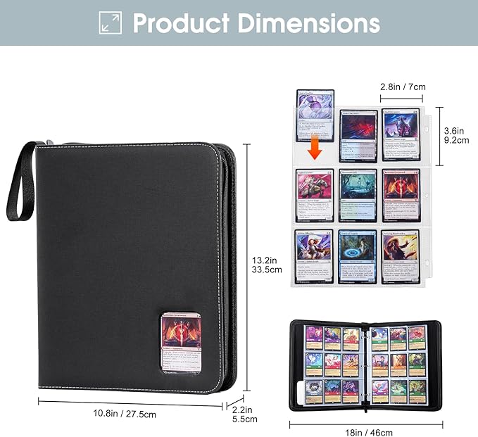 ProCase 900 Pockets Card Binder with Clear Window for Trading Cards, 9 Double Sided Pockets Cards Colletction Album Holder with Removable Sleeves for MTG, TCG, Sports Cards, Football Cards -Black