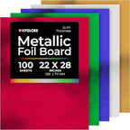 Hygloss Products Metallic Cardstock Sheets - 100 Sheets, 22” x 28” - 5 Assorted Colors - Sturdy 10 pt. - Foil Paper for Crafts, Scrapbooking, Posters & Decorations