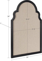 Kate and Laurel Hogan Farmhouse Framed Arch Fabric Pinboard, 24 x 36, Black, Decorative Bulletin Board with Moroccan Arch and Linen Fabric Pinning Surface for Wall