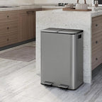 CABIHOME 2 x 8 Gal Stainless Steel Trash Can - Matte Black Dual Trash & Recycle Bin with Step-on Lid, PP Inner Buckets & Liner Rim for Kitchen