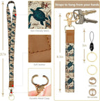 bolimoss Turtle Lanyard Wallet with Id Badge Holder, Cute RFID Small Wristlet Keychain Wallet, Zipper Credit Card Holder Phone Wrist Neck Strap for Key Name Tag, Teacher Student Office Women