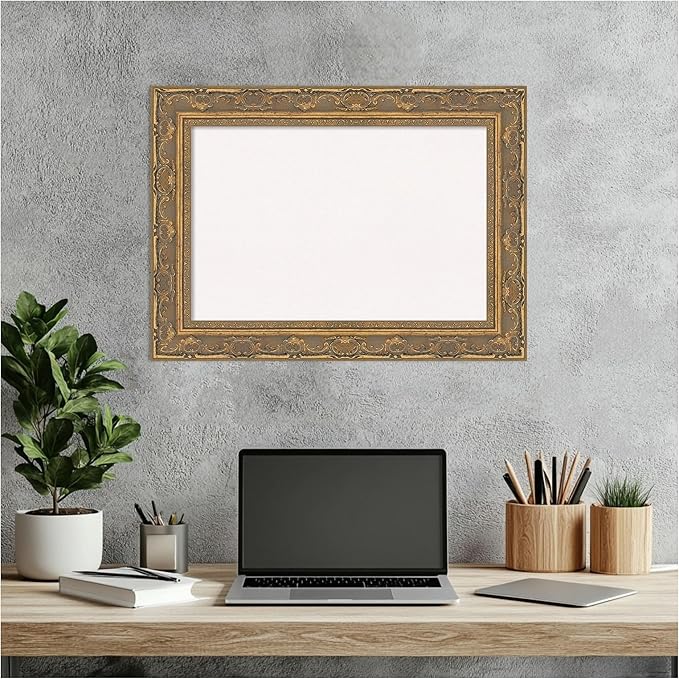 Amanti Art White Cork Board for Wall, 16x22 Vision Board with Gold Frame, Small Corkboard Office Decor for Home Organization, Traditional Corkboard Pinboard to Display Items for Home Organization