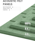Fluxynara Felt Bulletin Board Tiles -28"x18" with 40 Adhesive Tabs, Cork Board Alternative for Office Decor, Push Pin Board Wall Organizer 6-Pack (Moss Green)