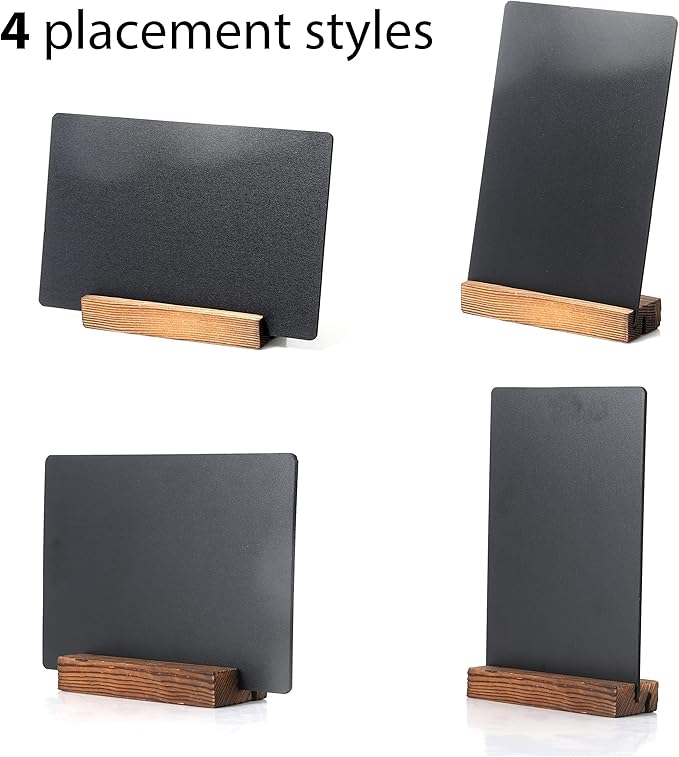 7.9x5.1 Desktop Chalkboard Sign with Wood Base, Message Board Menu Board Kids Chalkboard for Shop Wedding Kitchen Home Party (3 Pack 7.9x5.1)