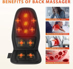comrelax Back Massager with Heat, Seat Massager with 8 Powerful Vibration Motors, Portable Massage Chair Pad for Office Home Use, Gift for Men/Women/Family/Friends