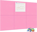 Neatsure Large Cork Board for Wall, 36" x 24" Bulletin Board with Pushpins, 6 Panels Felt Tiles Tack Push Pin Board for Office, Pink