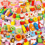 100 Pack Animal Erasers Desk Pet for Kids 3D Puzzle Pencil Eraser Take Apart Bulk Treasure Box Toy for Classroom School Prize Kids Party Favors Back to School Supplies Goodie Bag Stuffers Gift(Random)