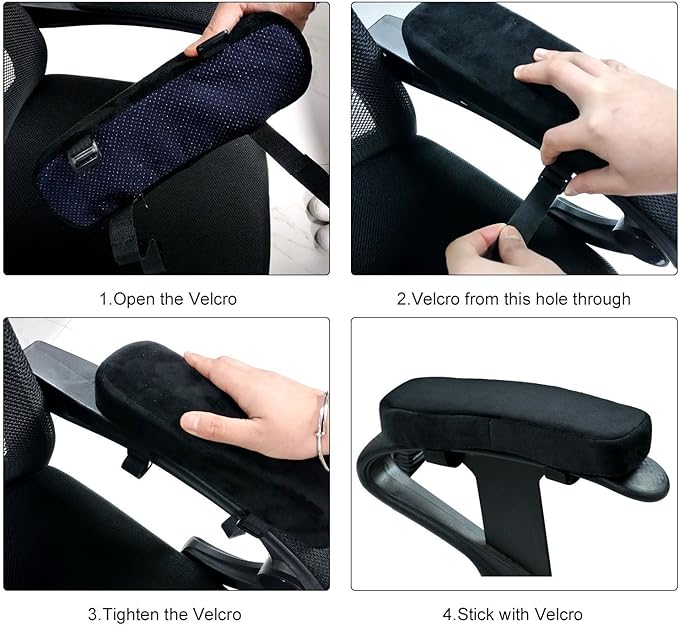 Sunnors Memory Foam Chair Armrest Pad, Comfy Office Chair Arm Rest Cover for Elbows and Forearms Pressure Relief(Set of 2)
