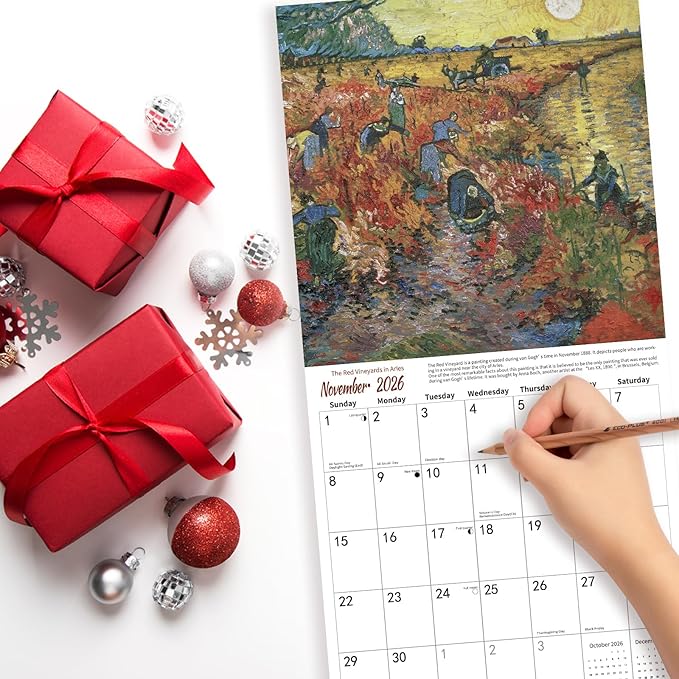 2026 Wall Calendar Art Paintings, 12 Months Wall Calendars, 12" x 24" Opened, Thick Glossy Paper, 2026 Monthly Wall Calendars, Home and Office Organizer