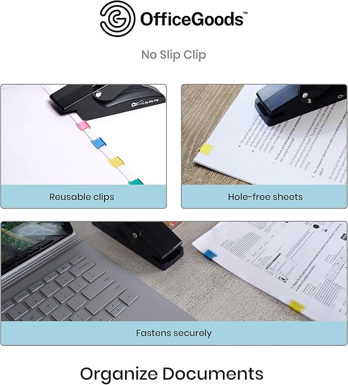 OfficeGoods No Slip Clip Refills - Binds Up to 50 Pages - Reusable (Clear)