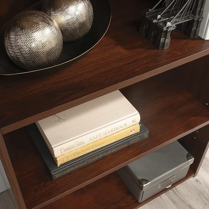 Sauder Beginnings 3-Shelf Bookcase, Bookshelf with Adjustable Storage Shelves, in Brook Cherry finish