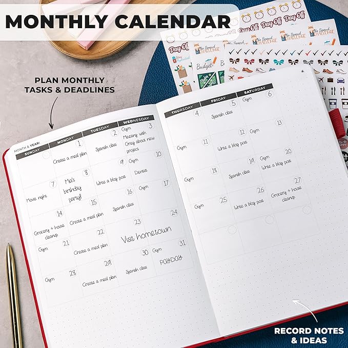 Clever Fox Ultimate Achiever’s Goal Planner - Focus & Productivity 90 Day Journal. Undated Daily Weekly Monthly Planner Organizer & Hourly Schedule Notebook - Hardcover, A5 Size, Ruby Red