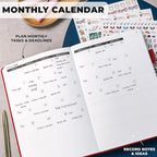 Clever Fox Ultimate Achiever’s Goal Planner - Focus & Productivity 90 Day Journal. Undated Daily Weekly Monthly Planner Organizer & Hourly Schedule Notebook - Hardcover, A5 Size, Ruby Red