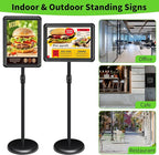 INNOVSIGN 2Packs Adjustable Pedestal Sign Holder Stand 11''x17'', Floor Standing Poster Sign Stand for Vertical/Horizontal View Sign stand,Outdoor/Indoor Standing Sign Holders(Black, Round)