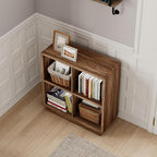 ChooChoo 4 Cube Storage Organizer, Wooden Bookcase with Storage, Cube Storage Bookshelf for Bedroom and Home Office, Brown Walnut