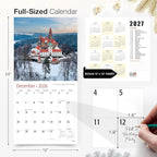 RED EMBER Castles 2026 Wall Calendar 12 Month | 12" x 24" Open | Thick & Sturdy Paper | Holiday Gift | Travel Calendar 2026