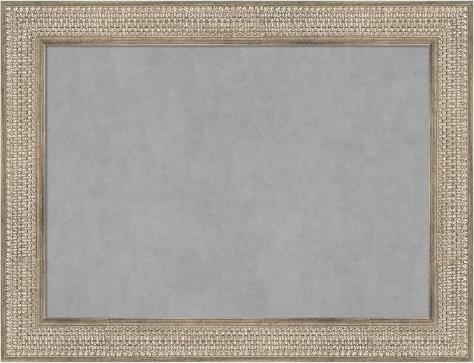 Amanti Art Silver Framed Magnetic Board 26x34 Medium Vision Board for use with Magnets, 100% Metal Sheet to Display Items as Office Decor or for Home Organization in mudroom, Kitchen or Kids Room