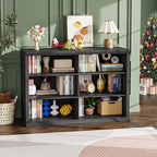 Rresyet 47.2" Wide Bookcase, 3-Tier Bookshelf Open Storage, 37" Tall Floor Standing Indoor Furniture, Book Cases for Home School Library Office Bedroom Kids, Black