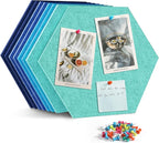 Uoisaiko 12" Large Bulletin Board with 30 Push Pins, Pack of 8 Hexagon Felt Pin Board Notice Boards for Home Office Kitchen, Felt Wall Tiles for Photos Memos (Dark Blue)