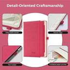 IN-luxpro Daily Planner 2026 with One Page Per Day,(A5-8.5" x 5.9"),12 Months Calendar Hourly Appointment Book Monthly Tabs & Self-adhesive Pen Holder,Inner Pocket, Vegan Leather Hardback,Rose Red
