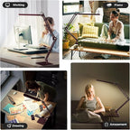 SKYLEO LED Desk Lamp with Slim Base - Adjustable Swing Arm Desk Light, Dimmable, Timer, Eye Protection, Memory Function, 1300LM, 12W, Red