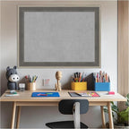 Amanti Art Grey Framed Magnetic Board 25x33 Medium Vision Board for use with Magnets, 100% Metal Sheet to Display Items as Office Decor or for Home Organization in mudroom, Kitchen or Kids Room