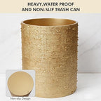 DoveeDosa Gold Luxury Stone Bathroom Trash Can, Modern Bathroom Office Trash Can, Resin Wastebasket, Garbage Receptacle Bin for Bathrooms, Offices, Powder Rooms, Kitchens (Gold)