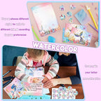 TaoBary 160 Pcs Stationery Paper Set 50 Double Sided Stationery Papers with 50 Matching Envelopes and 60 Round Dot Sticker, 10 Design(Mermaid,5.5 x 8.25 Inch)