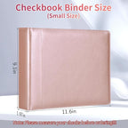 Antner 3 Ring Personal Check Binder for 3-on-a-Page End-Stub Deskbook & Personal 3 Holes or 9 Holes Small Size Checks, PU Leather Check Holder Checkbook Binder Cover with Zipper Pouch, Rose Gold