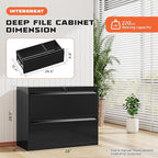 INTERGREAT Lateral File Cabinet 2 Drawer, Black Metal File Cabinets for Home Office, Locking File Cabinet for Letter/Legal/F4/A4 Size Hanging Files, Easy Assembly