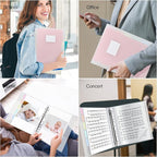 Uquelic 50-Pocket Clear Binder with Plastic Sleeves for Letter/A4 Size(11" x 8.5"), Document Binder Organizer for Papers, Certificates and Artwork, Macaron PP Divider Pages for Presentation