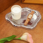 CCINPPY Ceramic Jewelry Tray Trinket Dish, Decorative Cloud Vanity Key Tray for Women, Ring Holder Dish, Cute Jewelry Plate Bowl Room Decor Aesthetic, Silver, Medium