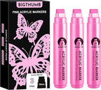 BIGTHUMB 3 Pcs Pink Jumbo Permanent Markers: 15mm Wide Tip Thick Acrylic Paint Pen Large Calligraphy Marker for Rock Painting, Poster, Sign, Canvas, Glass, Wood, Ceramic