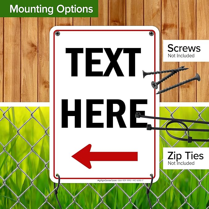 Custom Arrow,Custom Directional Sign, Left Arrow,7x10 Inches, Rust Free .040 Aluminum, Fade Resistant, Made in USA by My Sign Center
