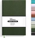 Annecy Lined Journal Notebook, Hardcover Leather Journal for Women & Men, 160 Numbered Pages, Medium 5.5" x 8.25", 100 GSM Thick Paper, Deep Green