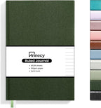 Annecy Lined Journal Notebook, Hardcover Leather Journal for Women & Men, 160 Numbered Pages, Medium 5.5" x 8.25", 100 GSM Thick Paper, Deep Green