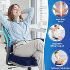 TushGuard Seat Cushion for Office Chair Memory Foam Non-Slip Cushion Back, Coccyx, Sciatica, Tailbone Pain Relief Butt Pillow for Office Chair, Car, Wheelchair, Blue, X-Large