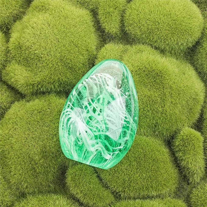 QFkris Crystal Blessings Paperweight Easter Eggs 3.4" Blown Glass Art Figurine Collectibles Desk Decor (Green)