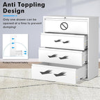Pataku 4 Drawer File Cabinet with Lock, Metal Lateral File Cabinets for Home Office, Locking Filling Cabinets for Hanging Files Letter/Legal/F4/A4 Size(4Drawer/White)