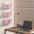 EasyPAG Single Pocket Wall File Organizer, Mesh Hanging File Folder Organizer for Letter/A4 Size Folders, Wall Mounted Vertical Mail Holder for Paperwork, Office, Home, School, Pink