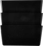 Officemate Wall File, Letter Size with Hanger Set, Black, Comes in 3 Pack (21445)