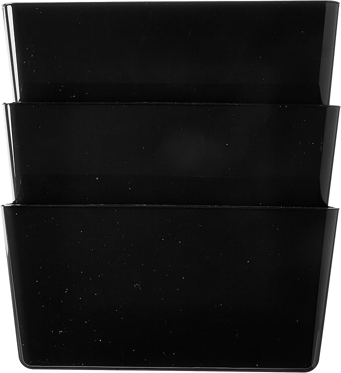 Officemate Wall File, Letter Size with Hanger Set, Black, Comes in 3 Pack (21445)