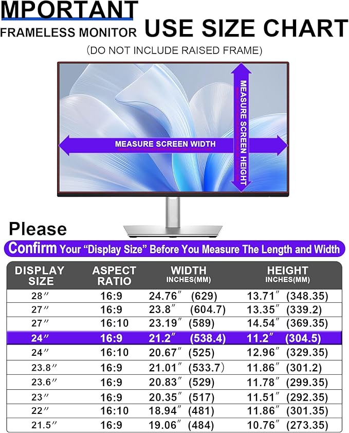 FILMEXT [2 Pack Removable 24 Inch Computer Privacy Screen Filter for 16:9 All-in-One Desktop/Frameless Monitor - Blue Light UV Blocking Privacy Shield for Thin Bezel Computer
