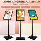 VAIIGO 3 Packs Heavy Duty Pedestal Poster Sign Stand, 11"x17" Adjustable Floor Standing Sign Holder with 6.6Lbs Solid Steel Base for Vertical and Horizontal View Sign Displayed Stands, Black