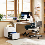 MIIIKO Mobile Filing Cabinet 3 Drawer, White Small File Cabinet with Lock Under Desk, Filing Cabinets for Home Office with Wheels, A4/Letter/Legal Hanging File Folders