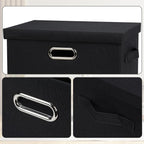 Graciadeco Medium 15" 21 Quart Collapsible Stackable Storage Bins with Lids, 1 Pack Black Foldable Fabric Closet Storage Boxes with Lids, 4 Handles Heavy-duty Linen Cube Baskets for Bedroom