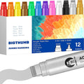 BIGTHUMB Jumbo Poster Markers Set: 12 Colors Large 15mm Wide Tip Permanent Ink Thick Acrylic Paint Pens for Rock Painting, Stone, Glass, Wood, Ceramic, Metal, Plastic, Fabric