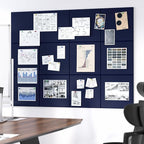 Neatsure Large Cork Board for Wall, 48" x 36" Bulletin Board with Pushpins, 12 Panels Felt Tiles Tack Push Pin Board for Office, Dark Blue