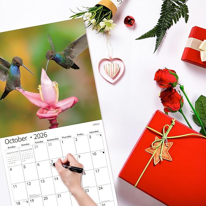 2026 Wall Calendar,Calendar 2026, November 2025 - December 2026, Wall Calendar Hummingbird, 12" x 24" Opened,Full Page Months Thick & Sturdy Paper for Calendar Organizing & Planning