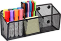Ameceres Magnetic Pencil Holder - Extra Strong Magnets Mesh Marker Holder Perfect for Whiteboard, Refrigerator and Locker Accessories (3 Baskets, 1 Pack Black)